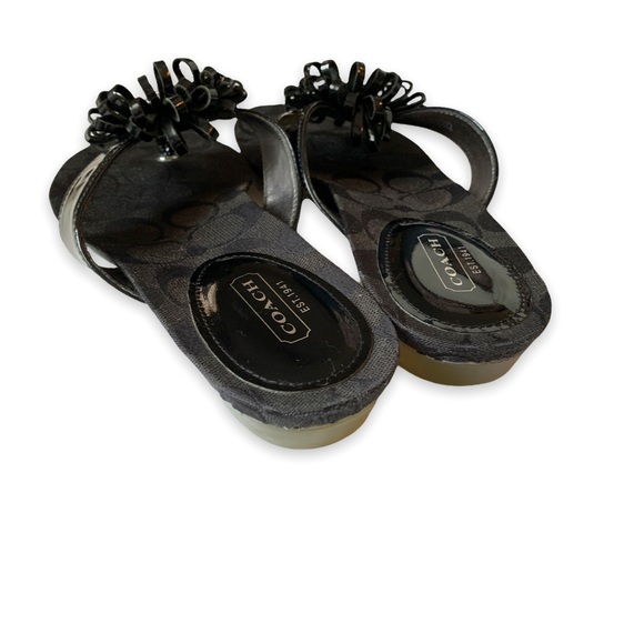Coach “Skye” Black Low Wedge Sandal Flip Flops Sz 8.5B - Picture 7 of 11